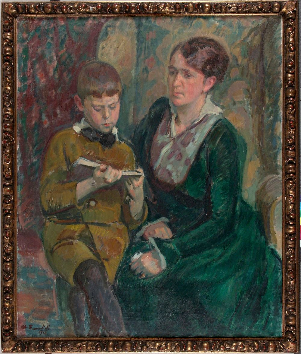 Mrs. esther cederhvarf with her son, 1916, by Magnus Enckell
