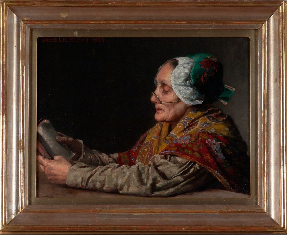 Old woman reading, 1883, Arvid Liljelund