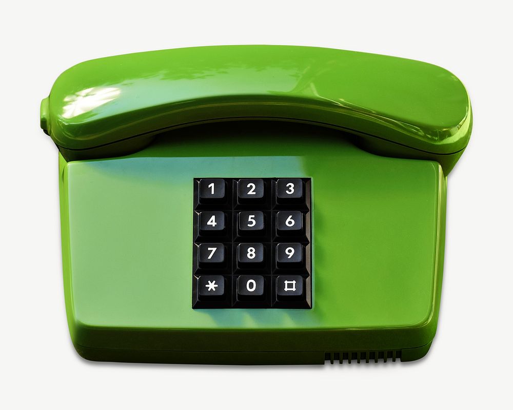 Green analog phone isolated psd