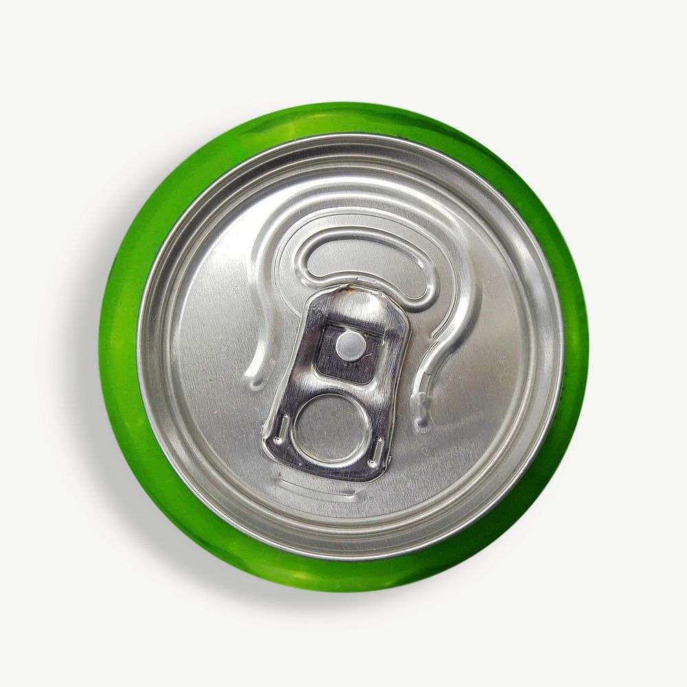 Green soda can collage element psd
