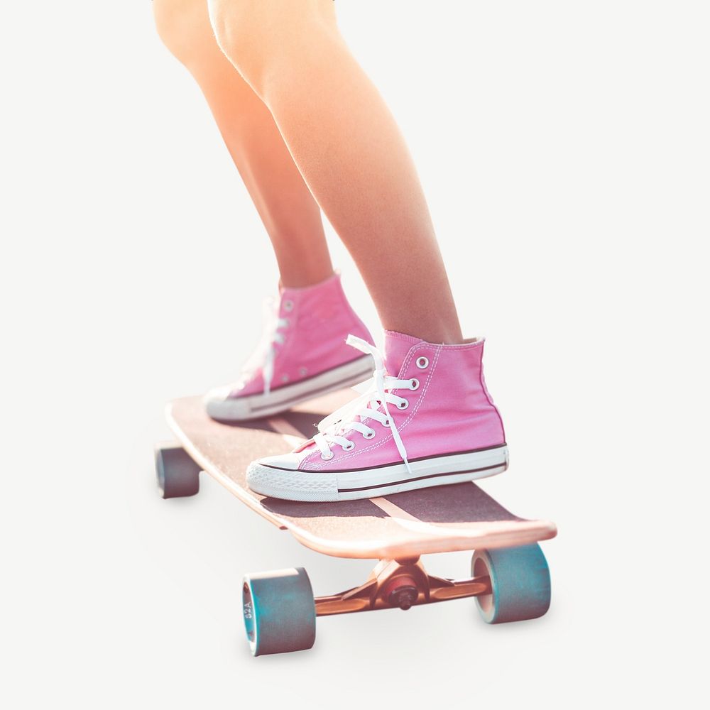Skateboarding girl collage element psd