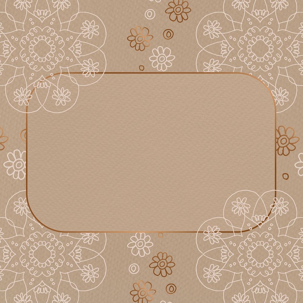 Indian mandala frame, brown background