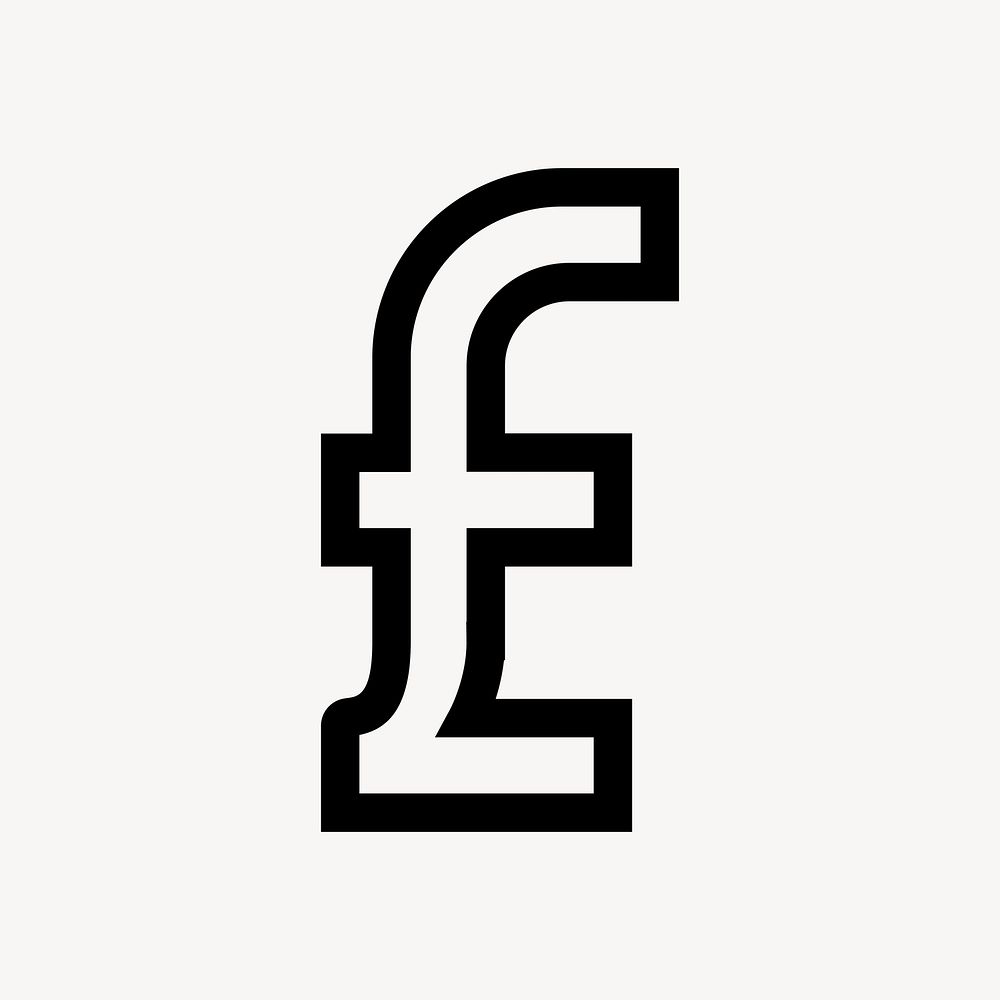 Pound currency sign icon, line art graphic vector