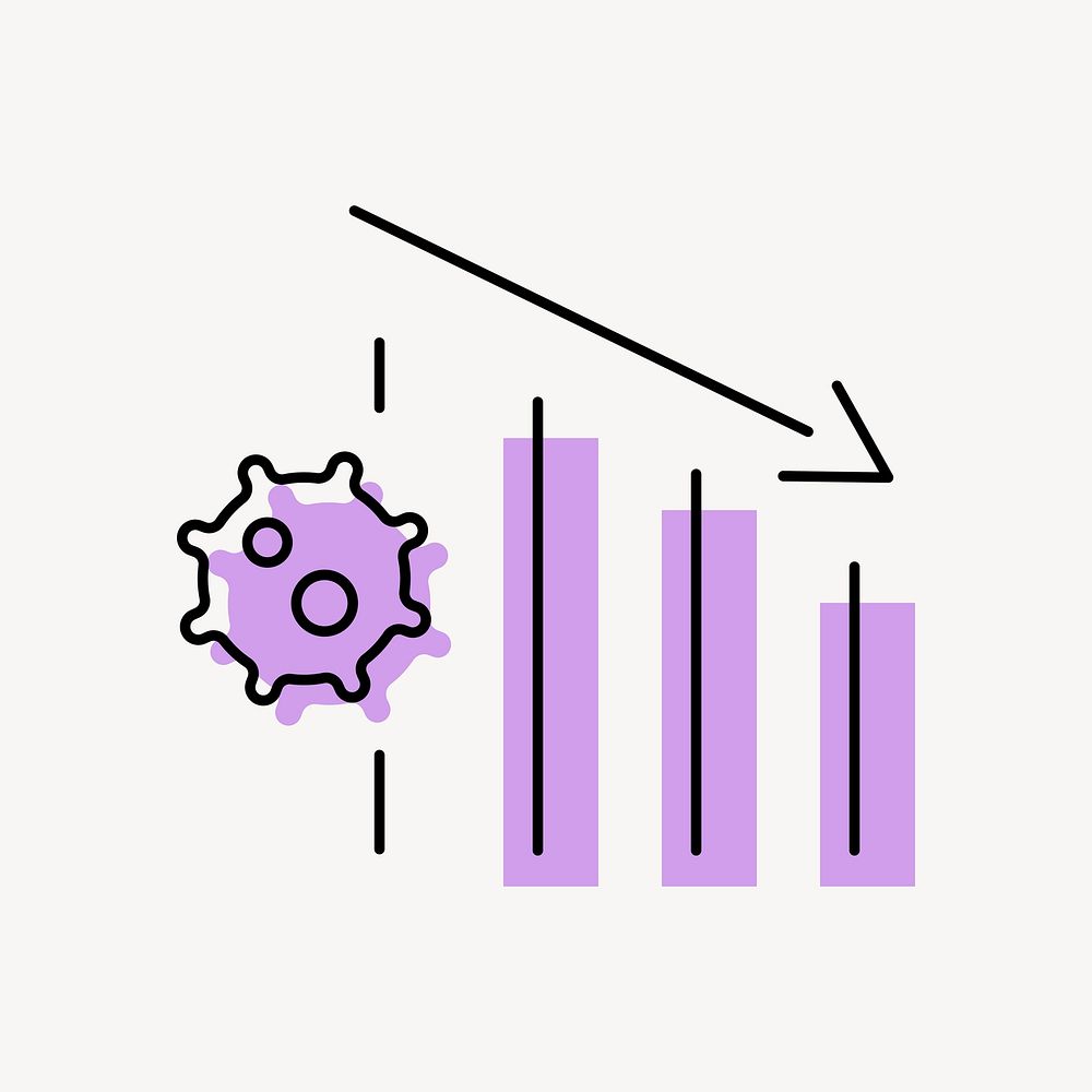 Covid-19 icon, economic impact chart vector