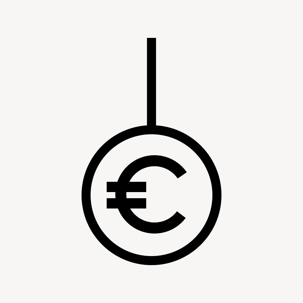 Euro currency sign icon, line art graphic vector