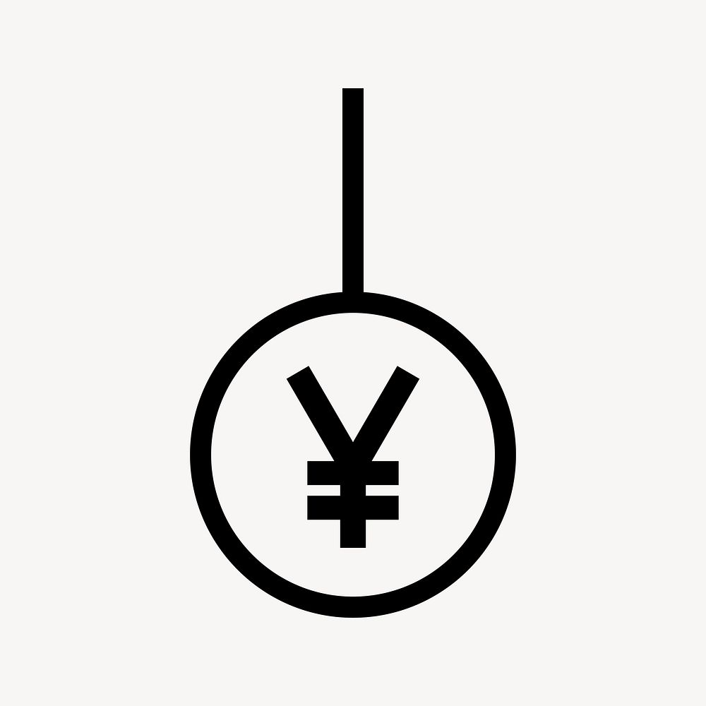 Yen currency sign icon, line art graphic vector