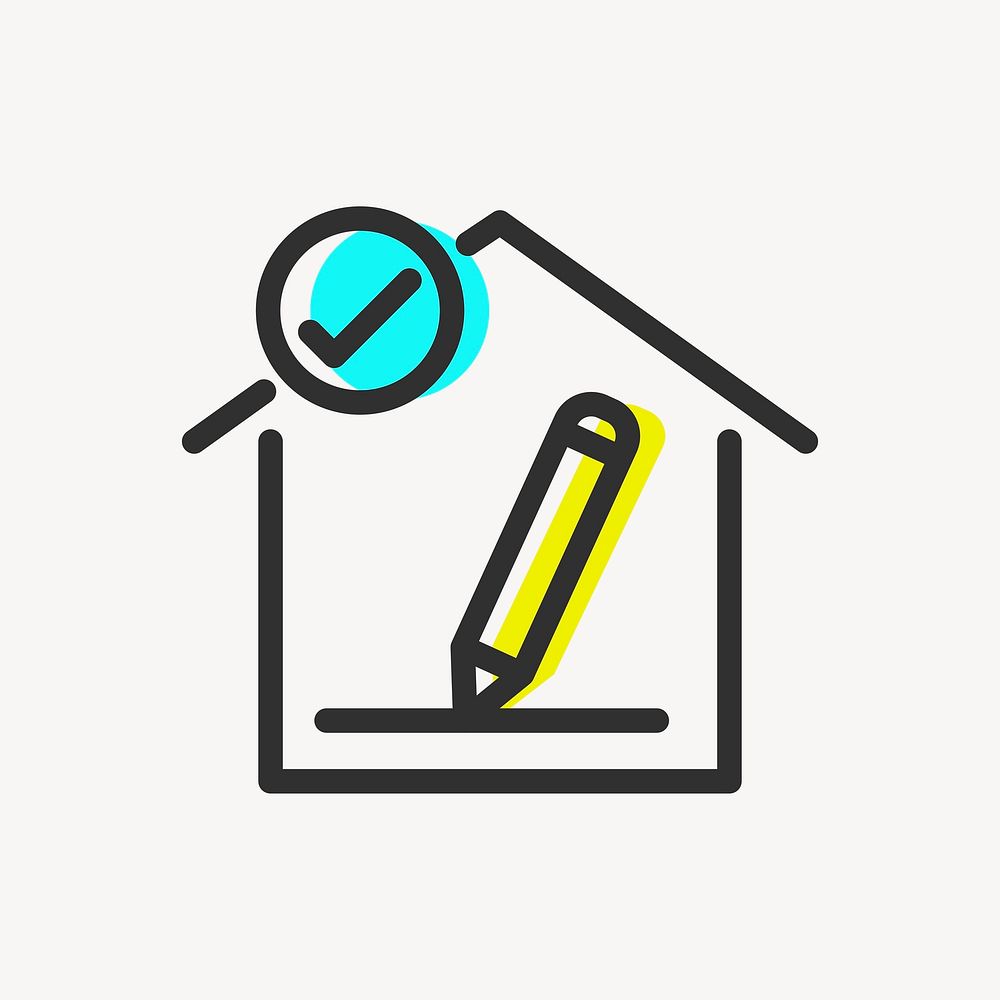 Homeschooling icon, line art graphic vector