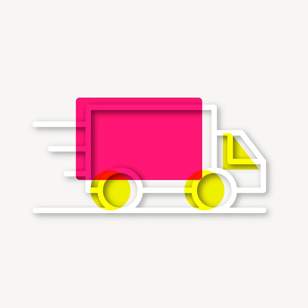 Delivery truck icon, line art graphic vector