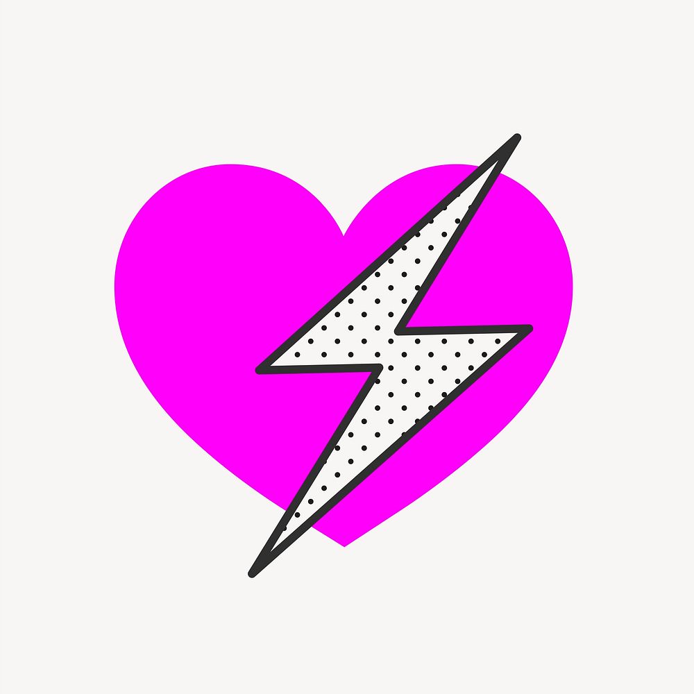 Lightning heart icon, health graphic vector