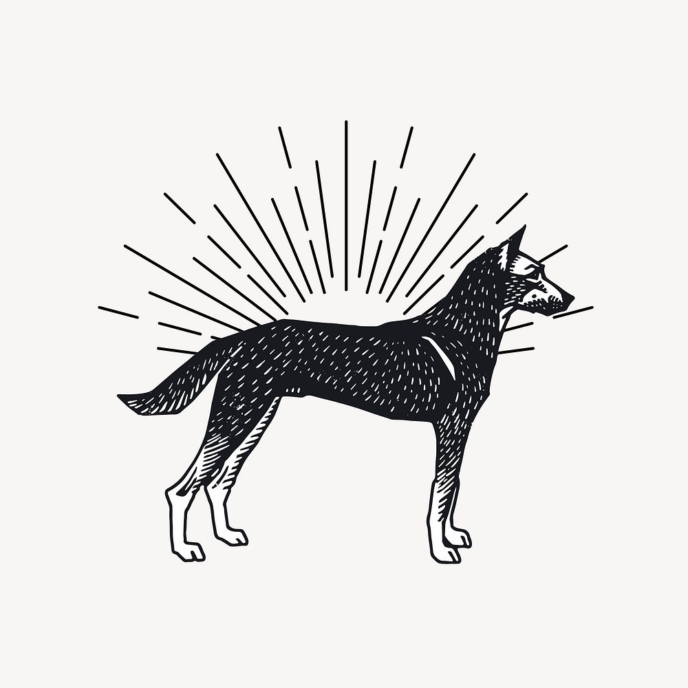 Vintage dog illustration collage element vector