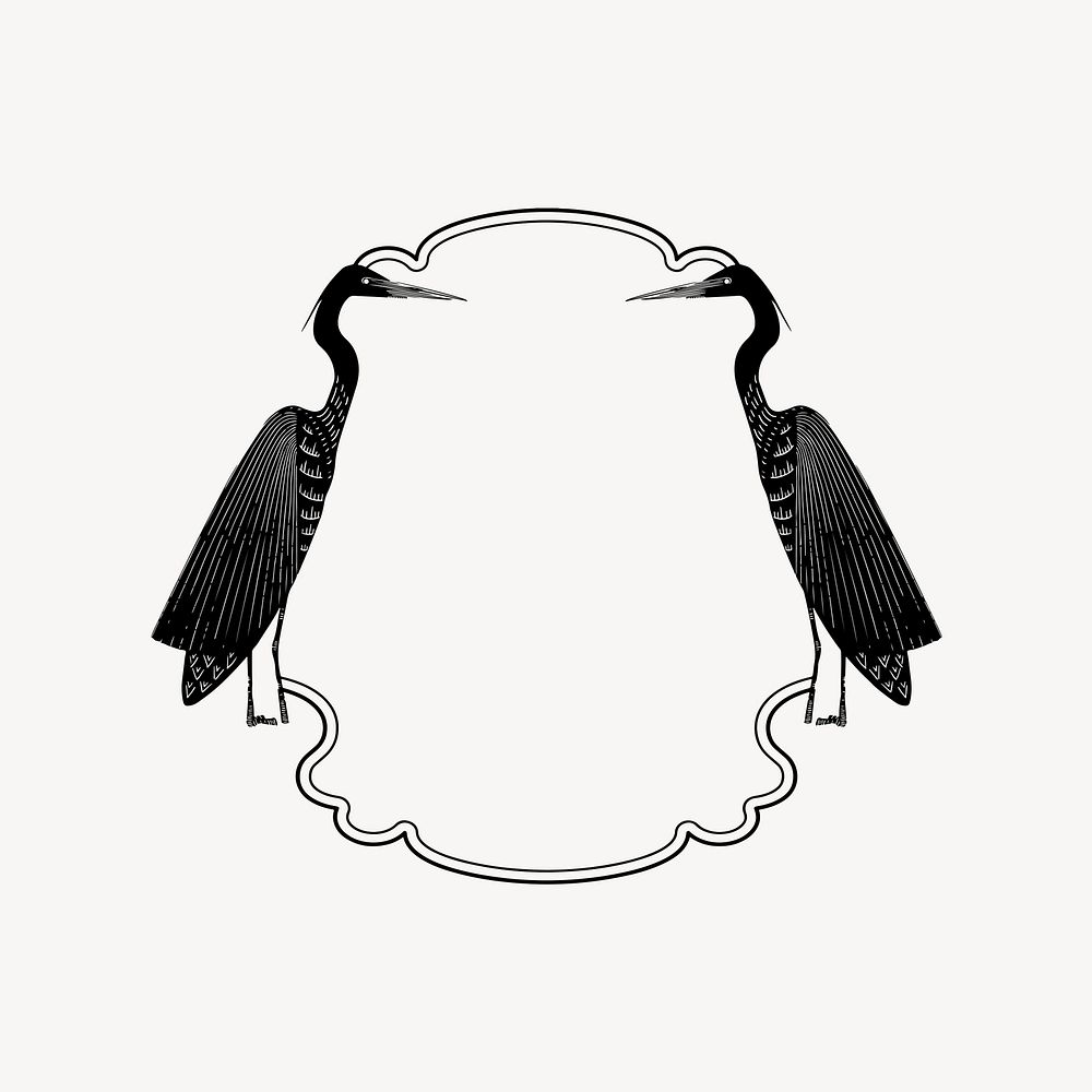 Bird frame illustration collage element vector