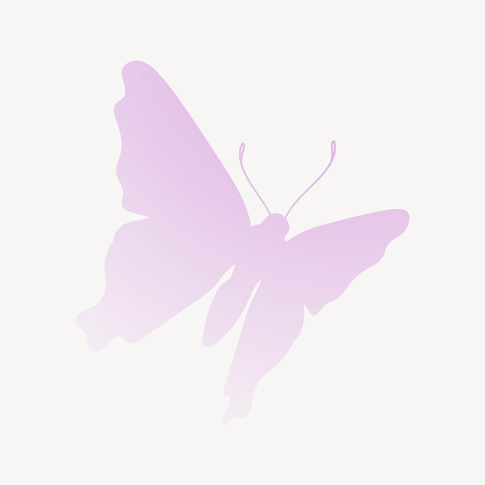 Gradient pastel purple butterfly, animal silhouette clipart vector