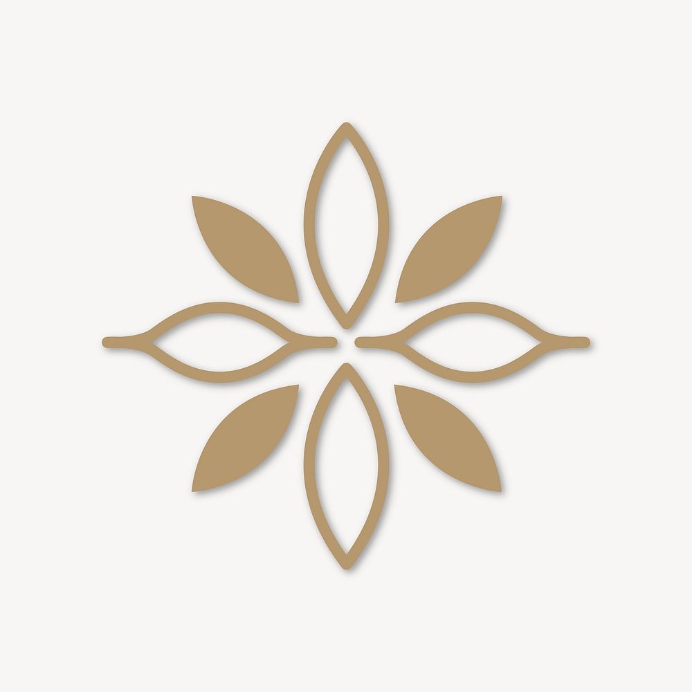 Wellness logo element, brown botanical design vector