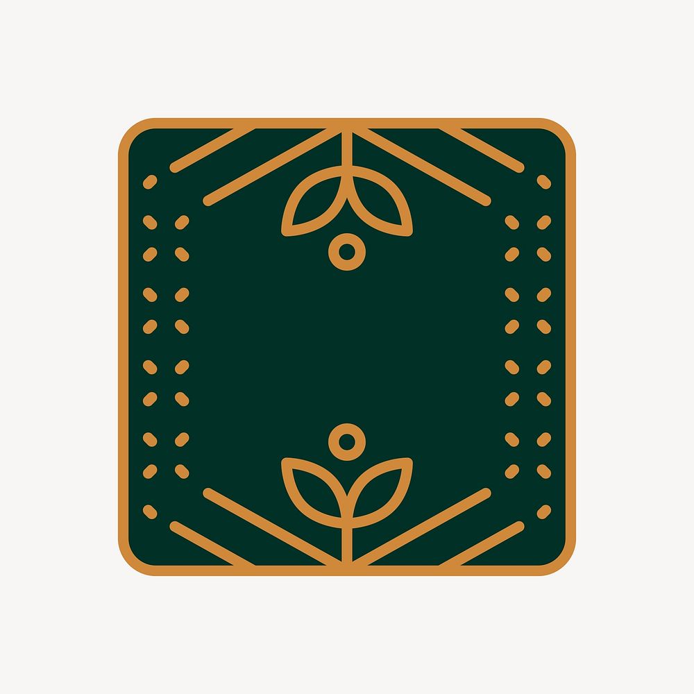 Floral square logo element vector