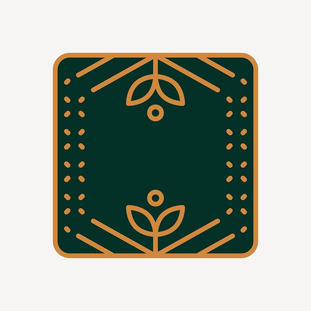 Floral square logo element psd
