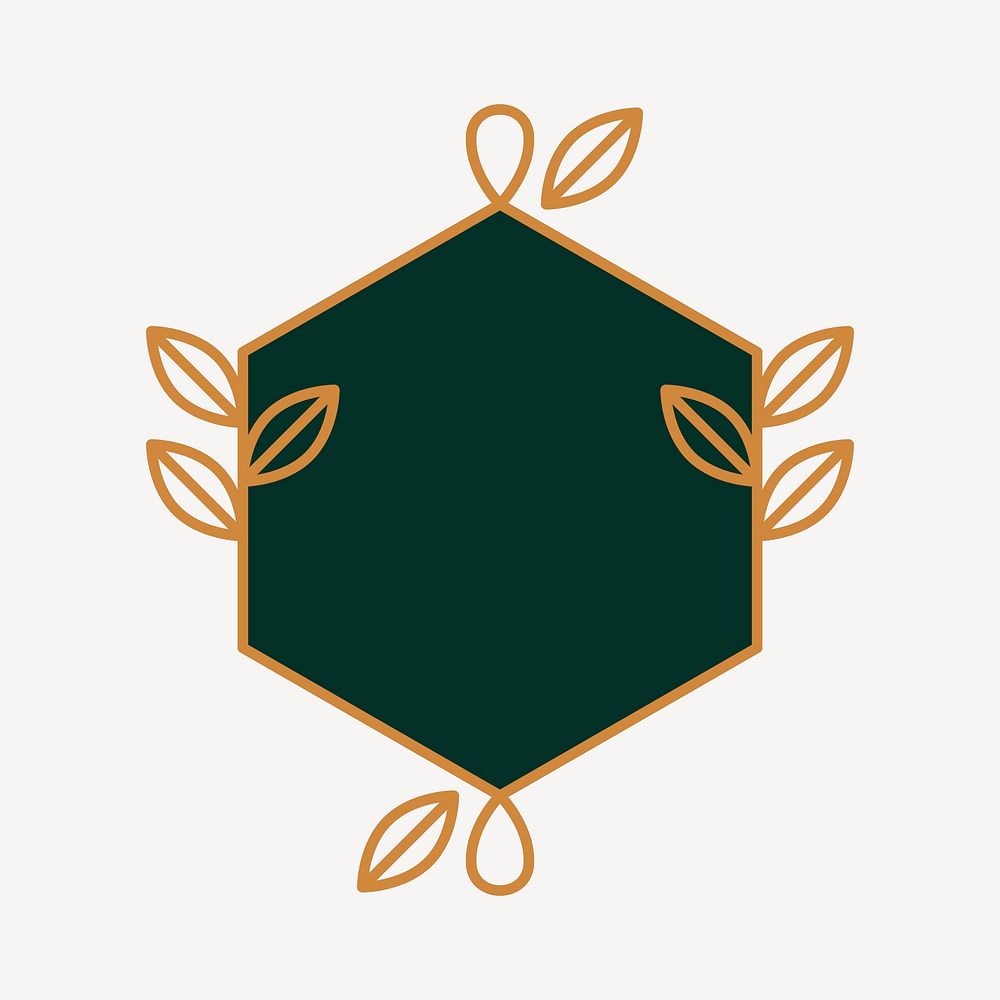Leaf badge logo element psd