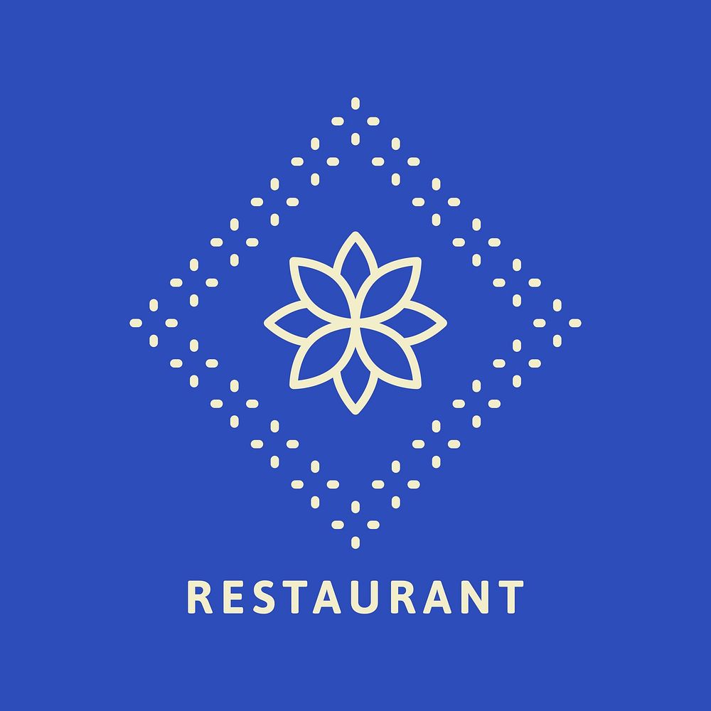 Restaurant logo, minimal botanical design psd