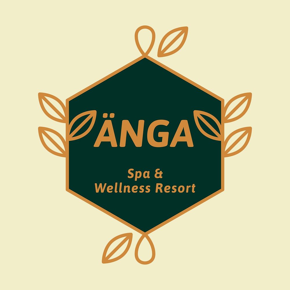 Wellness resort logo, green botanical design  vector
