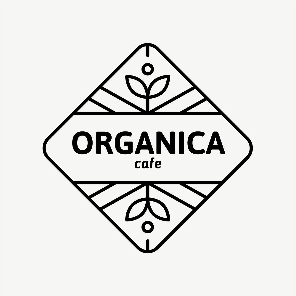 Organic cafe logo, black and white botanical design  psd