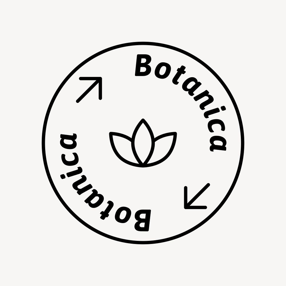 Business round logo, black and white botanical design  vector