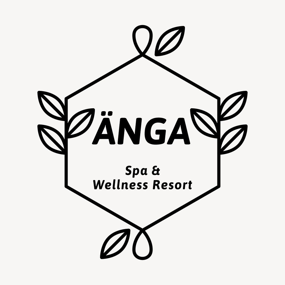 Spa & wellness resort logo, black and white botanical design  vector
