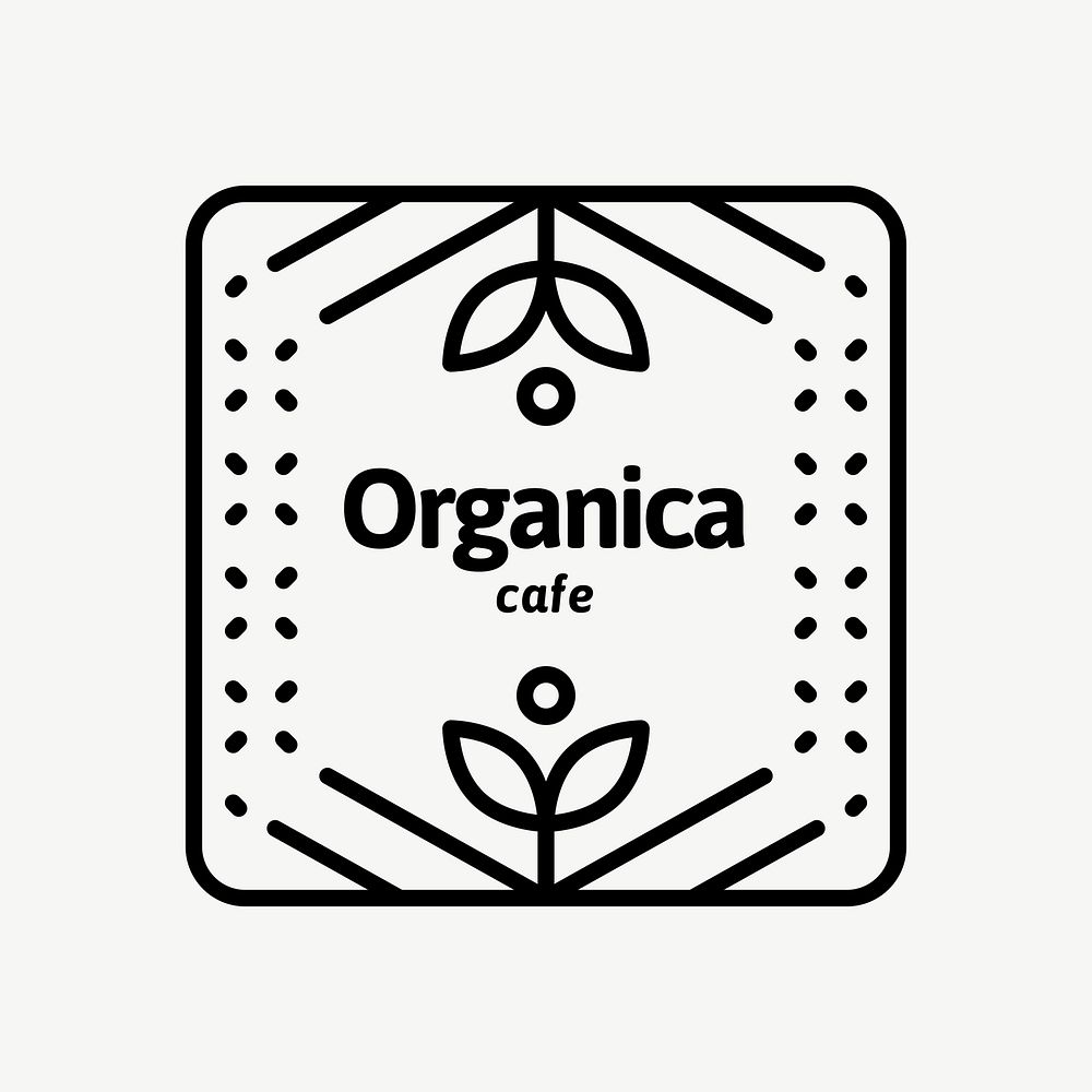 Organic cafe logo, black and white botanical design  psd