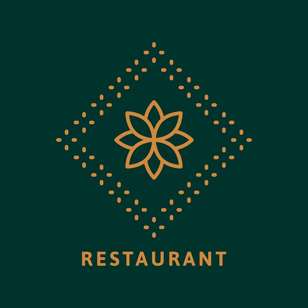 Green restaurant logo, botanical gold Premium Vector rawpixel
