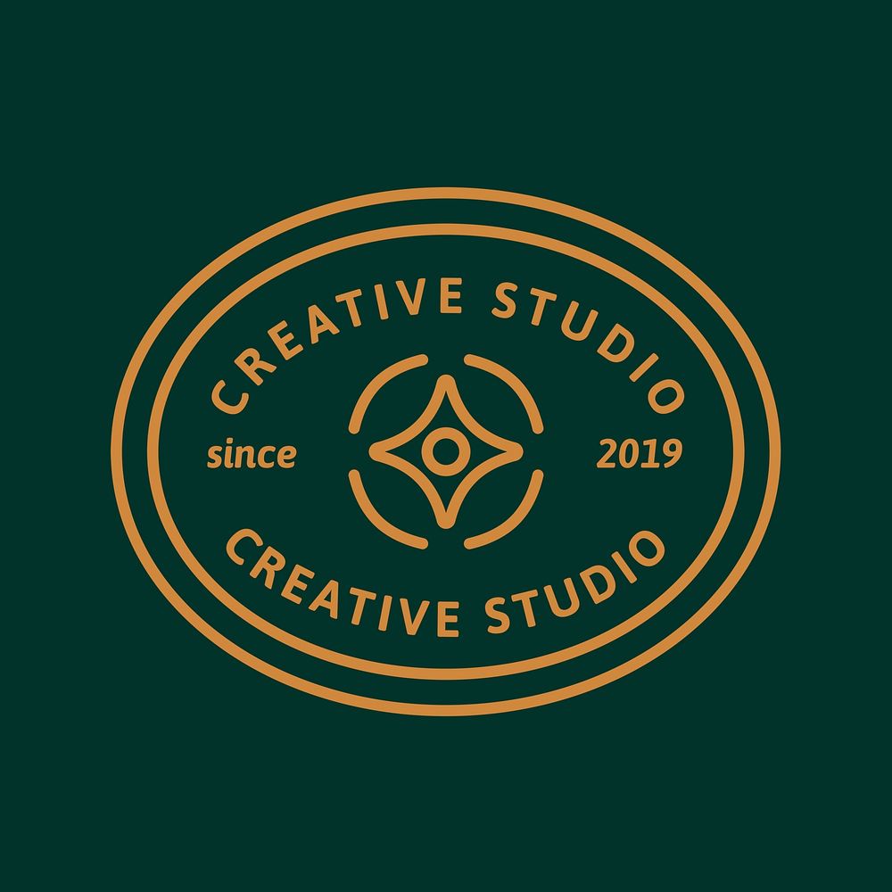 Creative business logo, botanical gold and green design psd