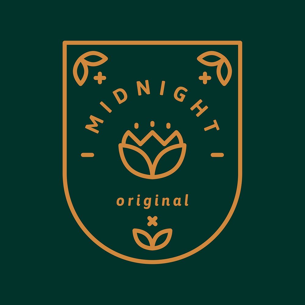Cute business  logo, botanical gold and green design psd