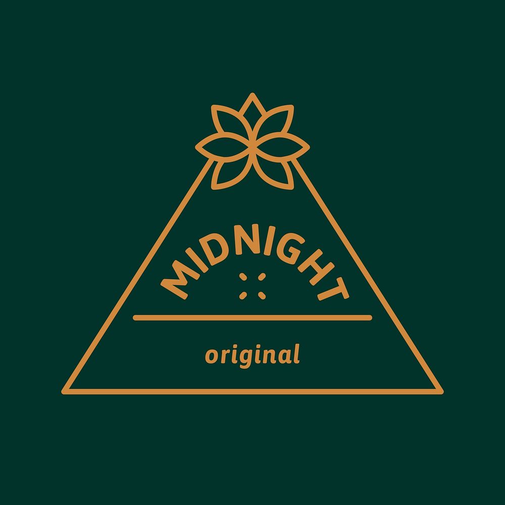 Gold triangle logo, botanical green design psd