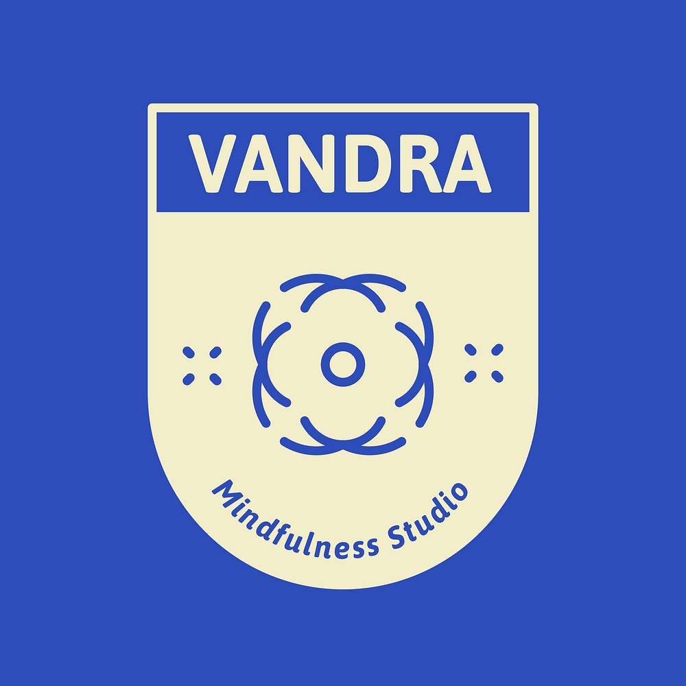 Mindfulness blue logo, minimal botanical design vector