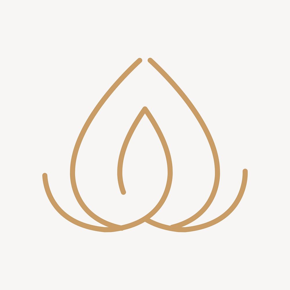 Gold lotus logo element, health & wellness vector