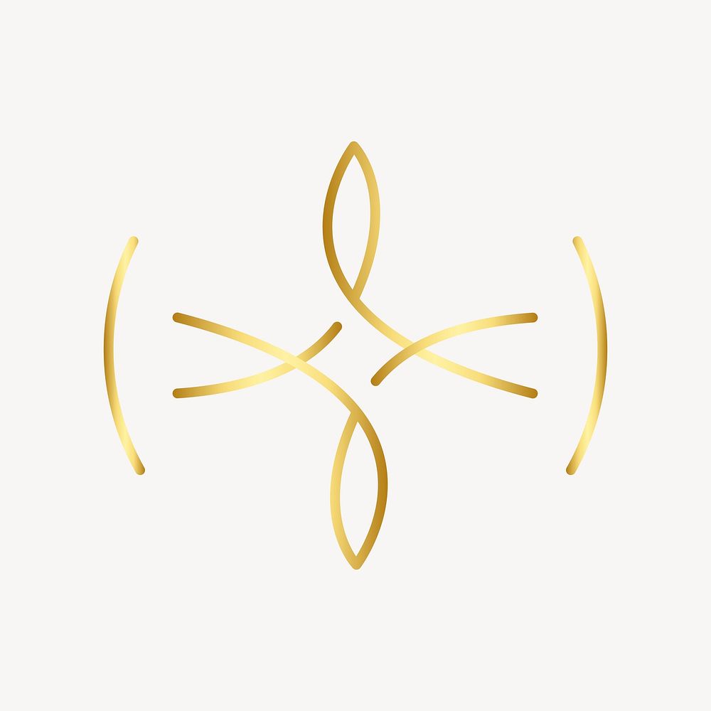 Aesthetic gold logo element, health & wellness vector