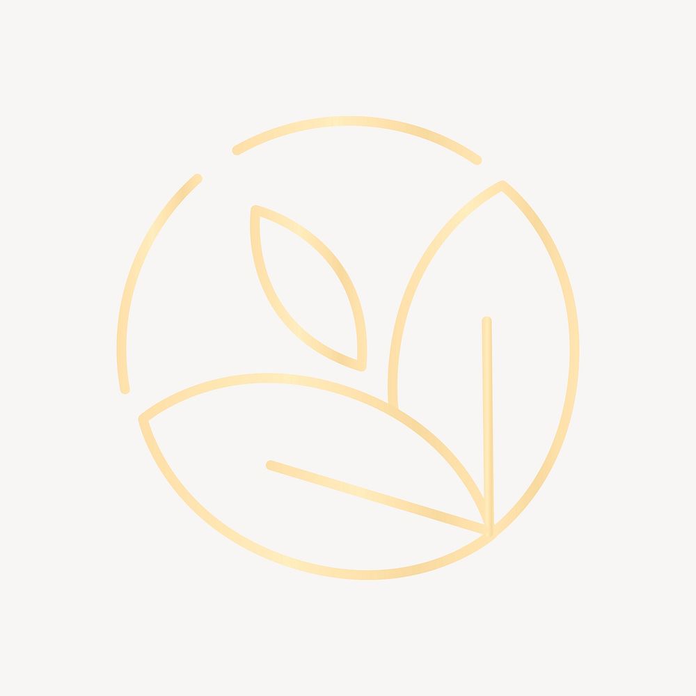 Gold leaf logo element, health & wellness vector