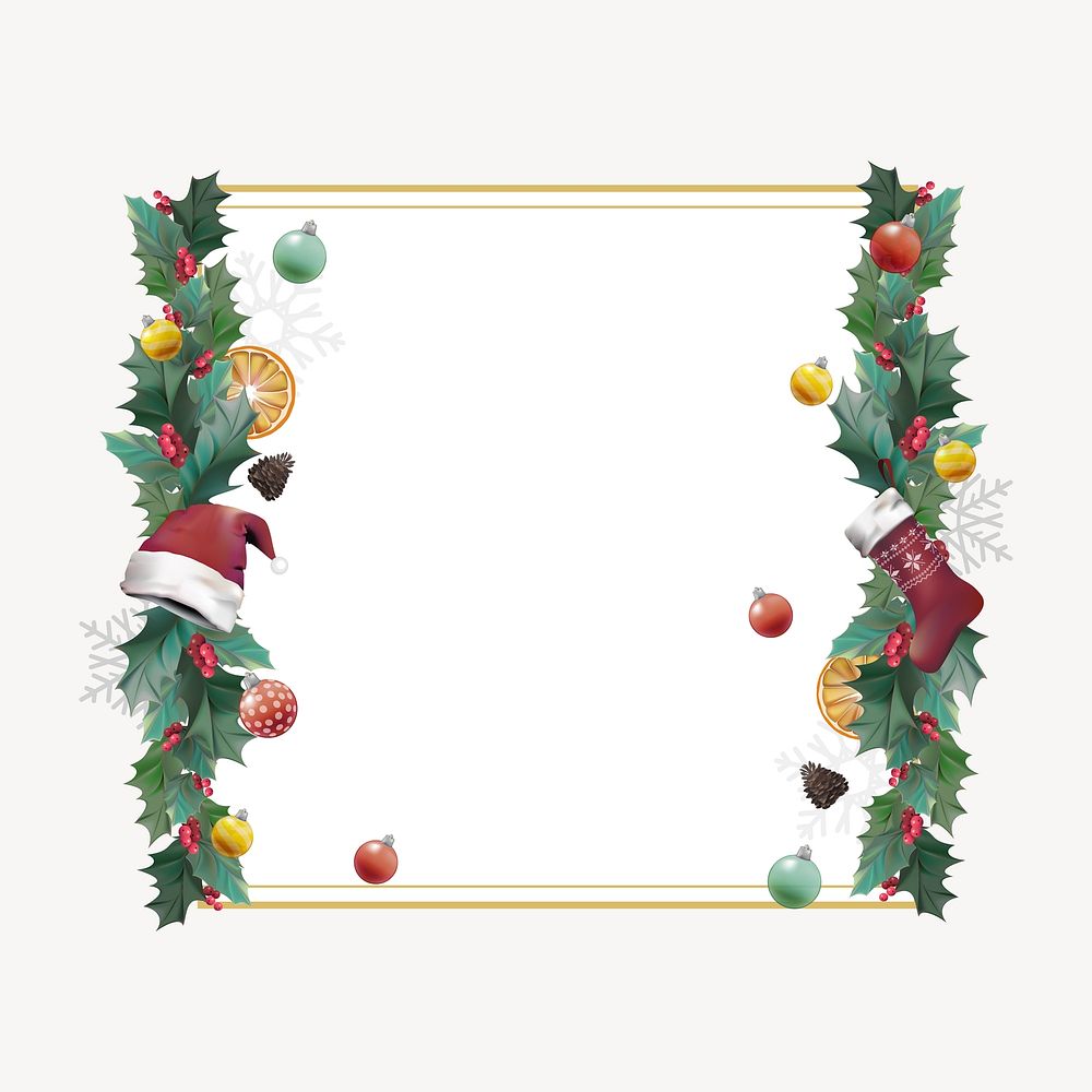Christmas frame, festive border illustration