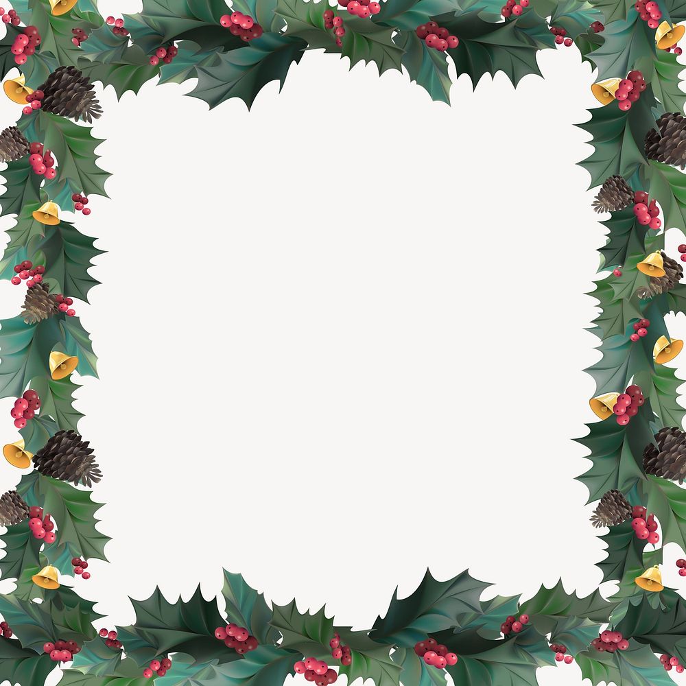 Holly berry frame, Christmas background vector