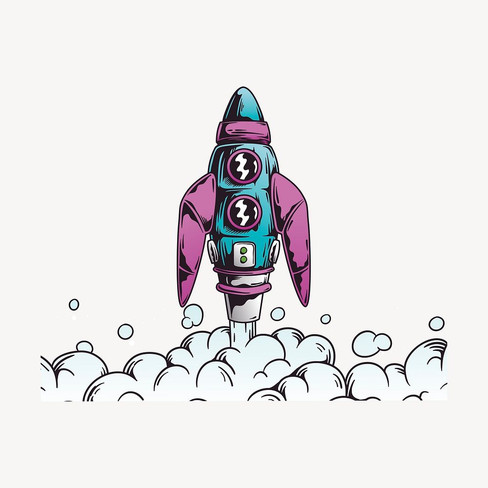 Comic rocket collage element  vector