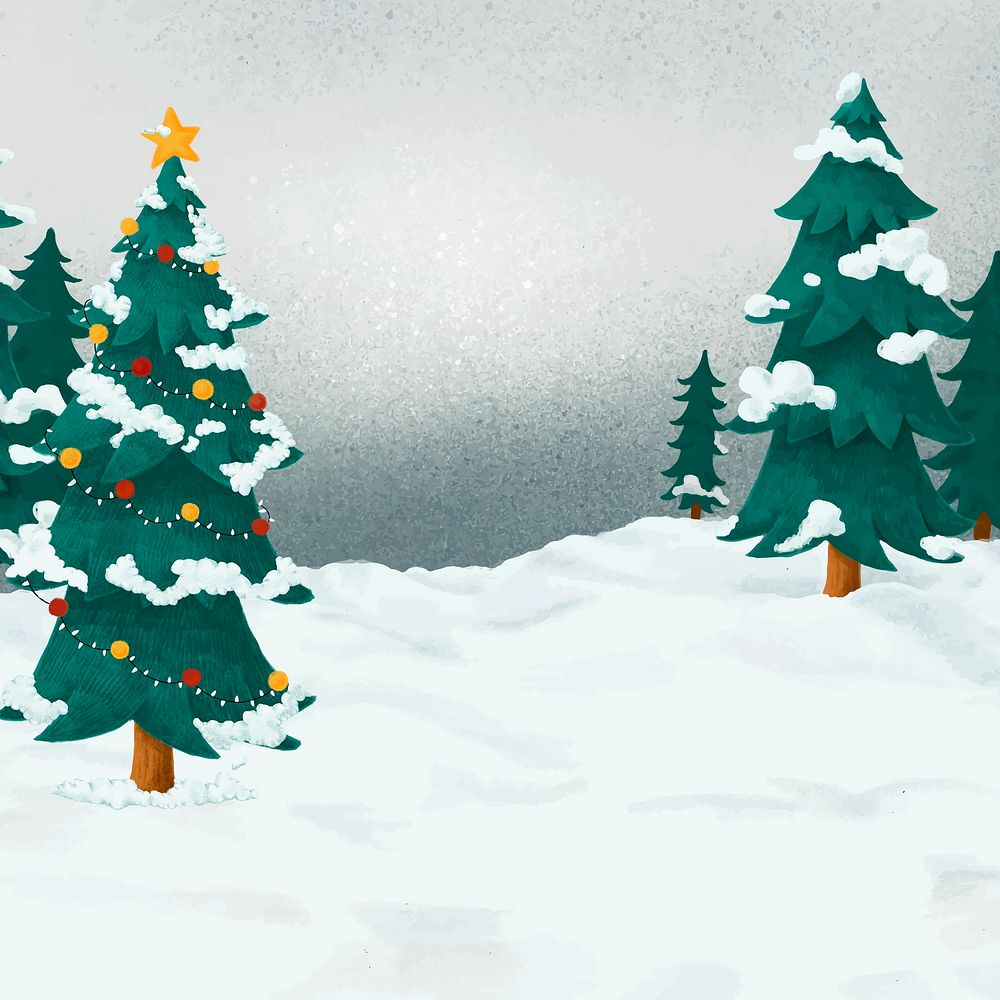 Christmas trees background, cute Winter illustration