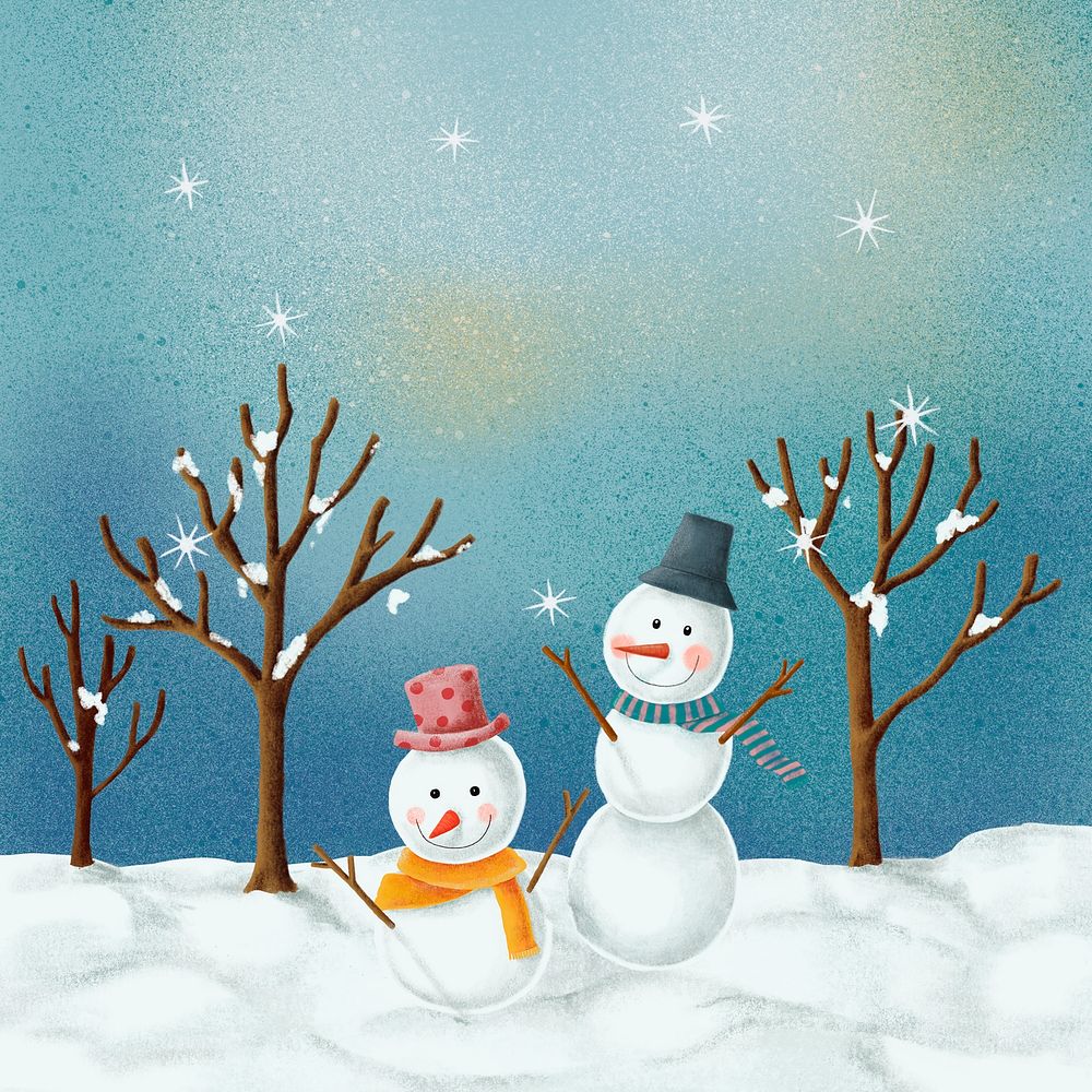 Christmas snowman background, festive Winter illustration psd