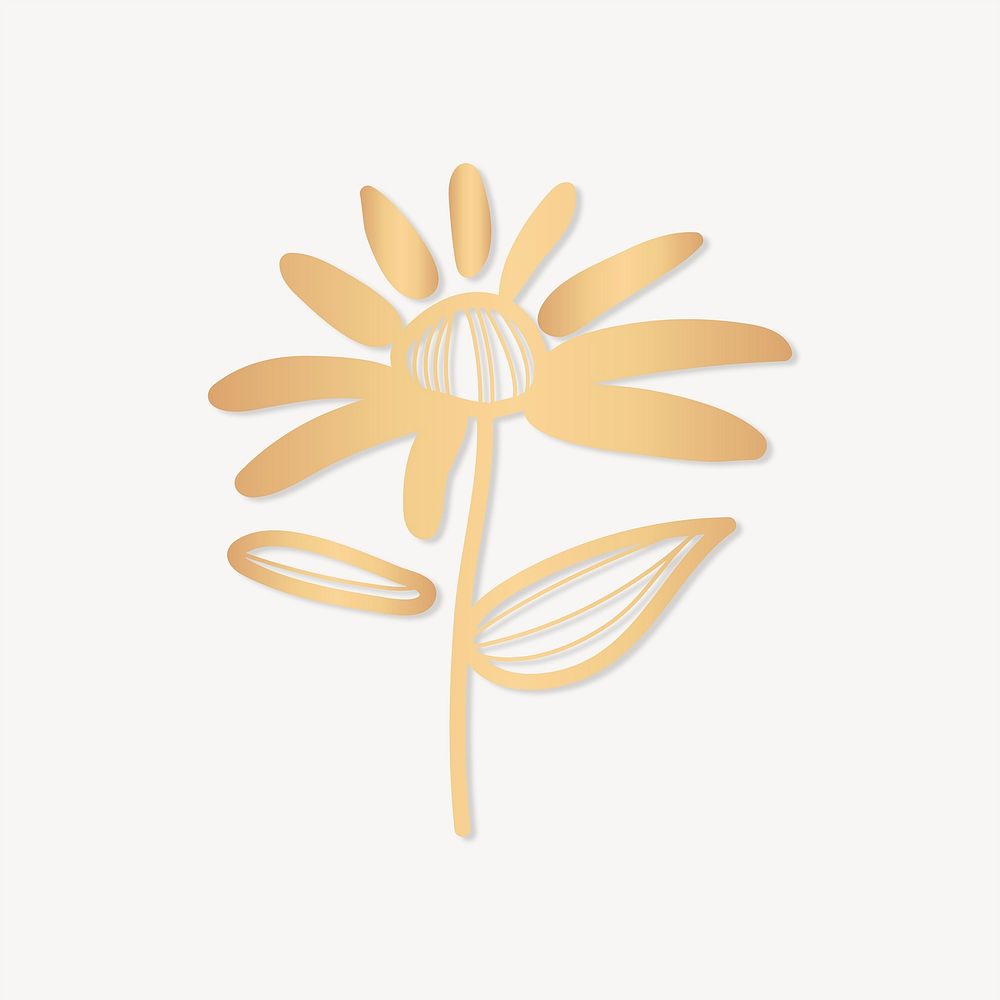 Gold flower collage element vector