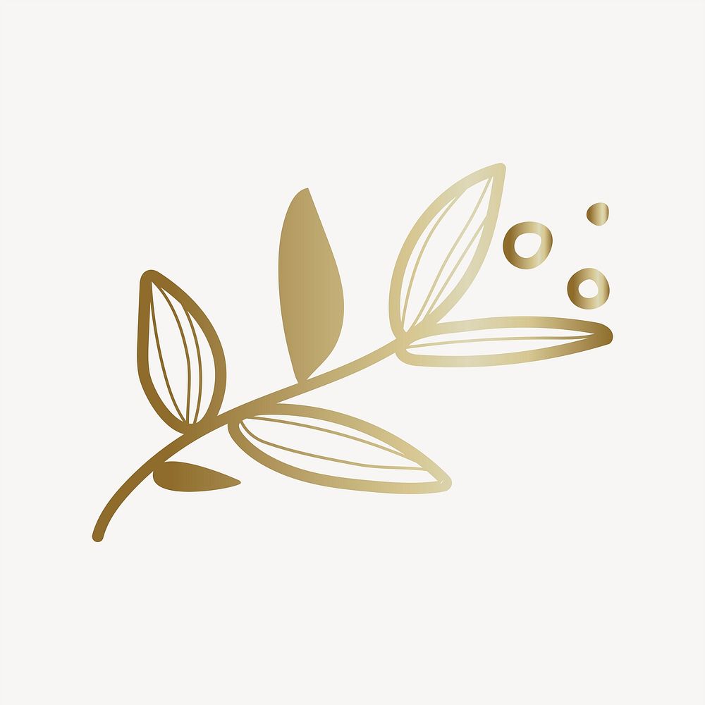 Golden leaf collage element vector