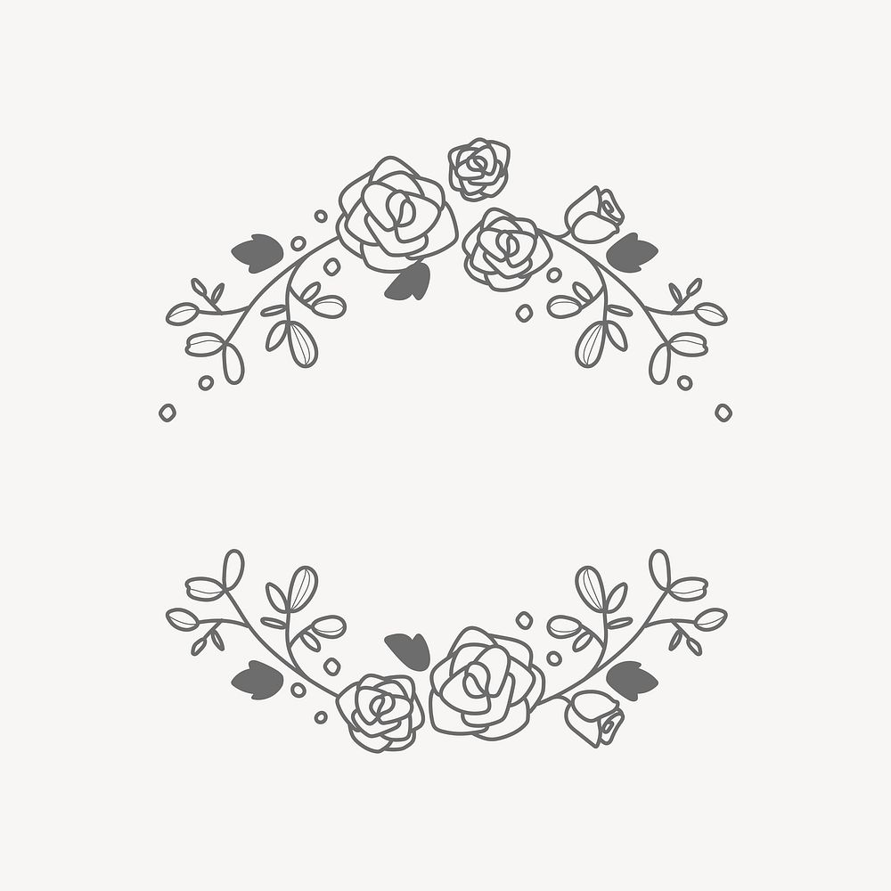 Floral frame collage element vector