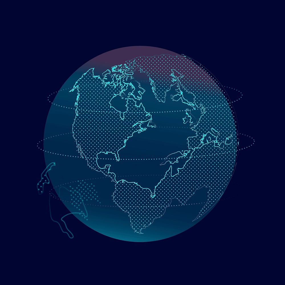 Blue globe, technology clipart vector