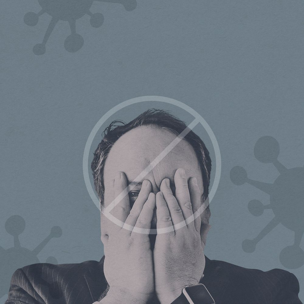 Man covering face background, Covid-19 concept