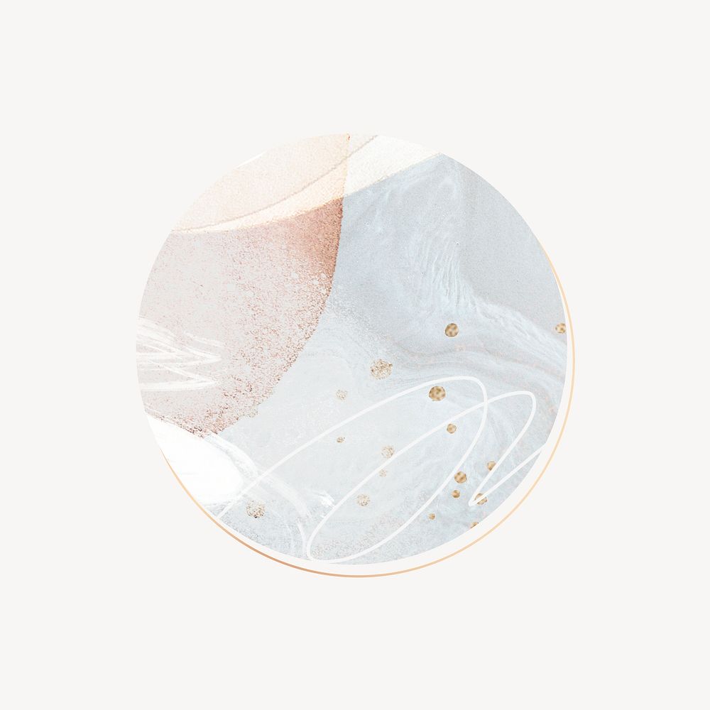 Aesthetic badge collage element, marble design psd
