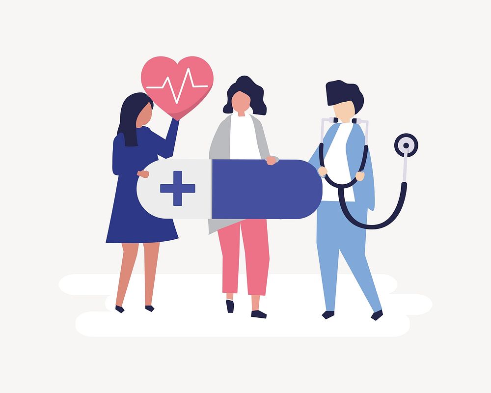 Healthcare flat graphic, collage element vector