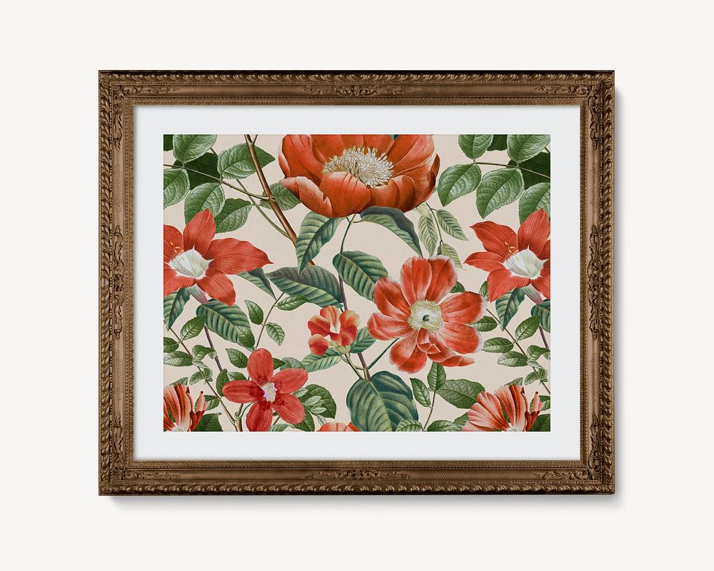 Flower pattern's Joseph Redout&eacute; in frame, remixed by rawpixel