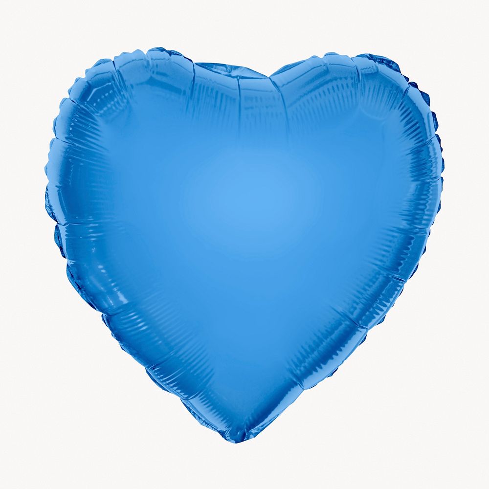 Blue heart balloon collage element image