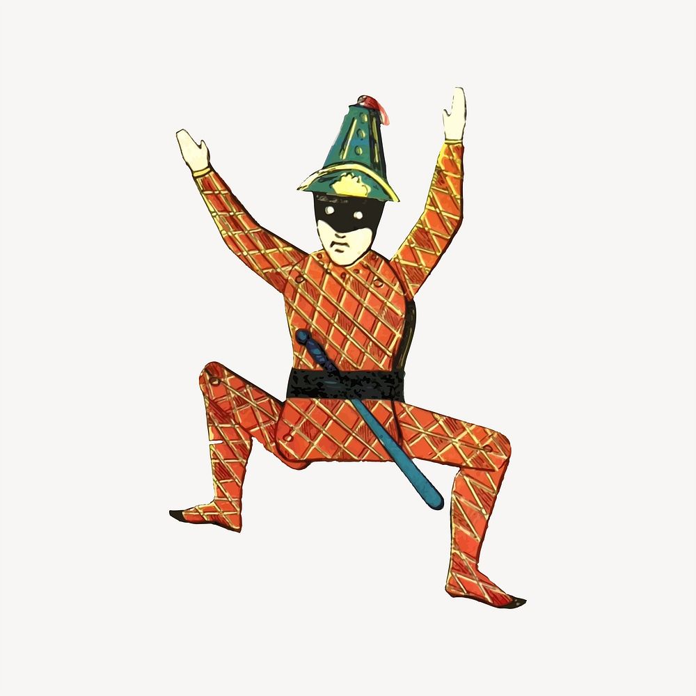 Dancing jester clipart, illustration. Free public domain CC0 image.