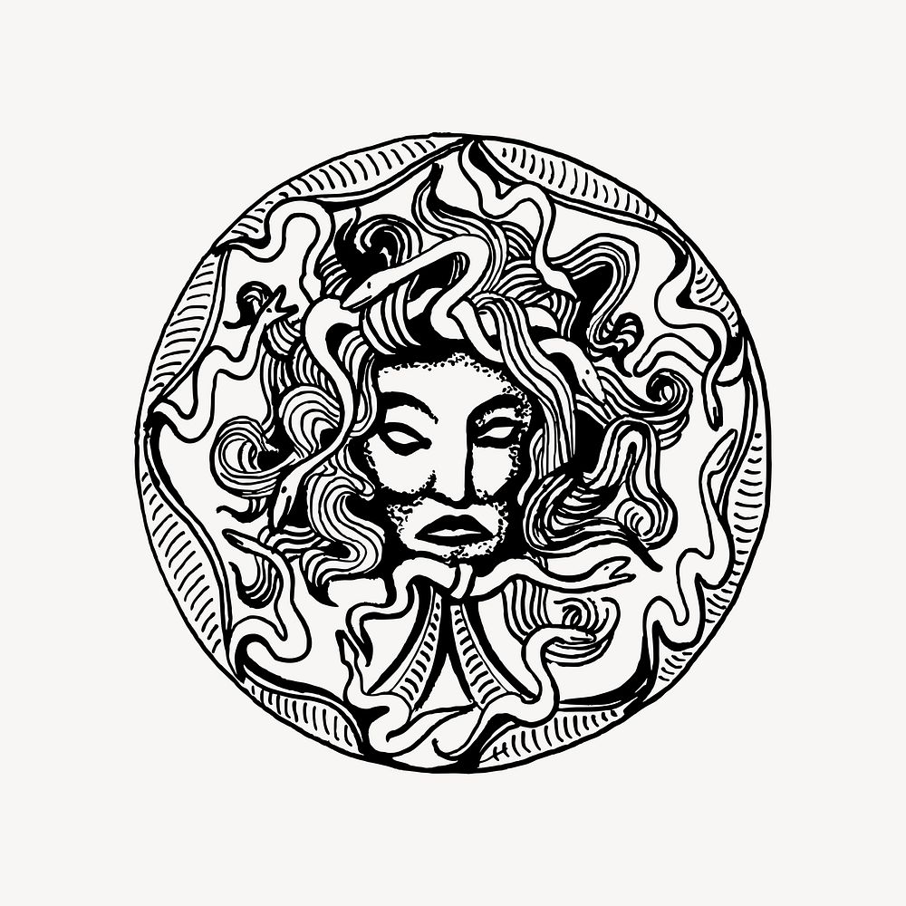 Medusa badge clipart vector. Free public domain CC0 image.